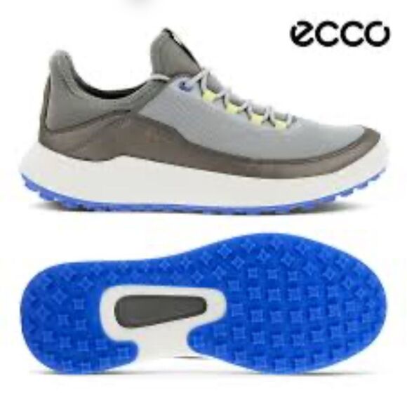 ECCO CORE Mesh Golf Spikeless Gray and Blue Athletic Men’s Sneakers Size 8 8.5 - Picture 1 of 13